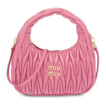 MIUMIU Wander Shoulder Bag in Matelassé Nappa Leather "Pink"
