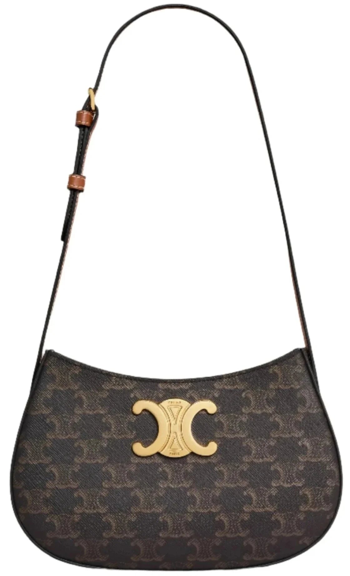 CELINE Tilly Bag In Triomphe Canvas & Calfskin "Tan"