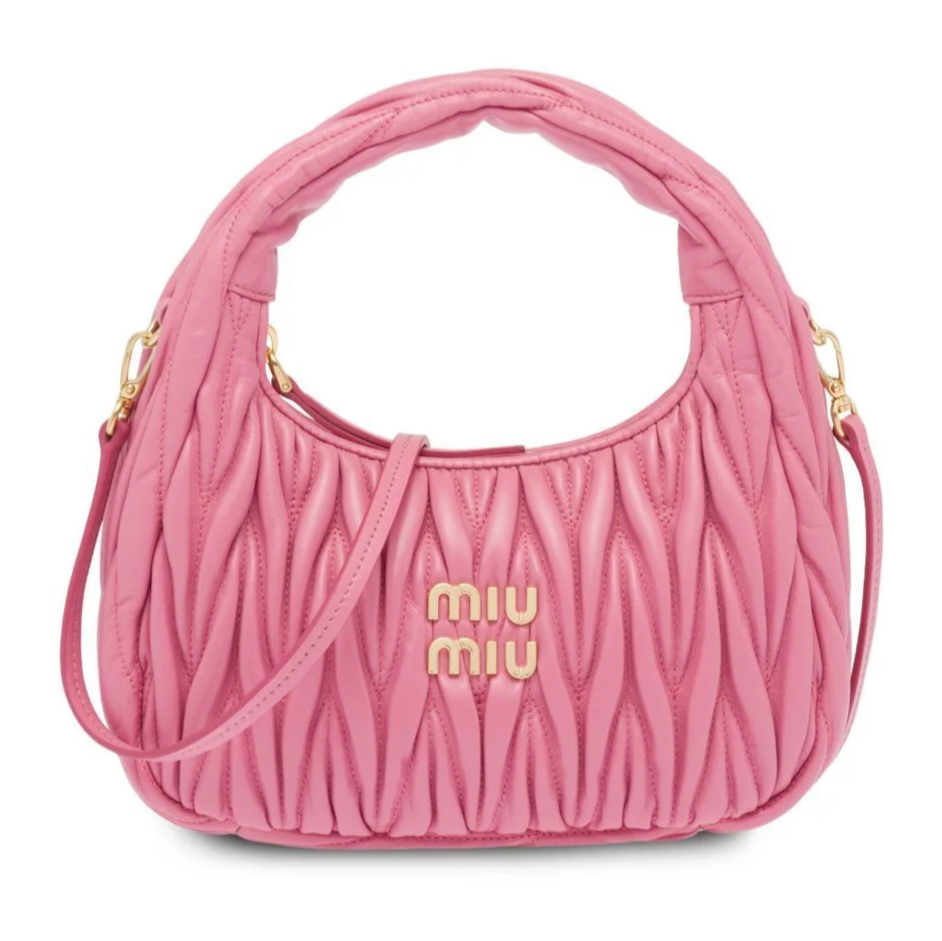 MIUMIU Wander Shoulder Bag in Matelassé Nappa Leather "Pink"