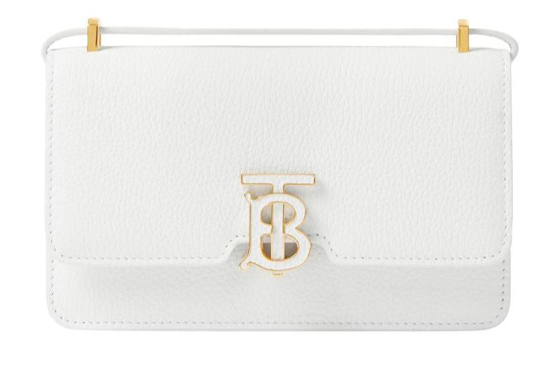 BURBERRY Mini Leather TB Cross-Body Bag "White"